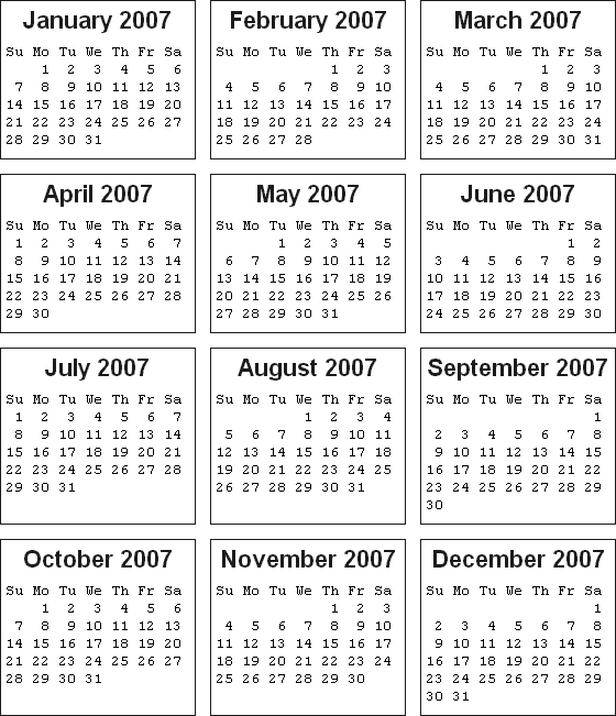 Printable 2007 Calendar